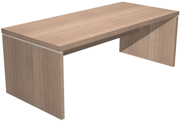 Bureau Navia droit, plateau bois et voile de fond panneau bois