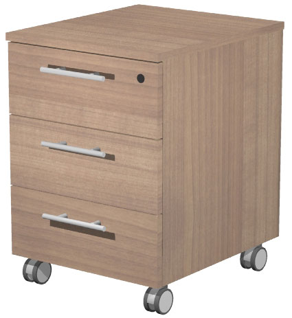 Caisson mobile Navia &agrave; 3 tiroirs sur roulettes, bois, avec serrure
