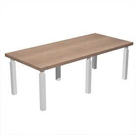 Table de r&eacute;union Navia, plateau bois et pi&eacute;tement m&eacute;tal blanc