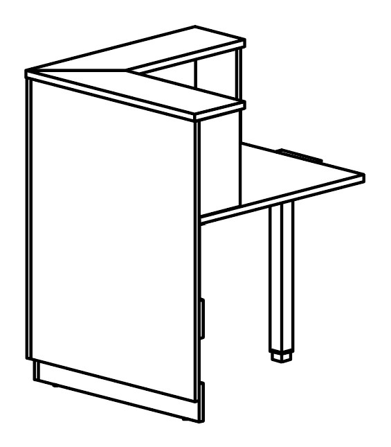 Sch&eacute;ma de la banque d'accueil Neige Cordier Plus, module d'angle gauche central