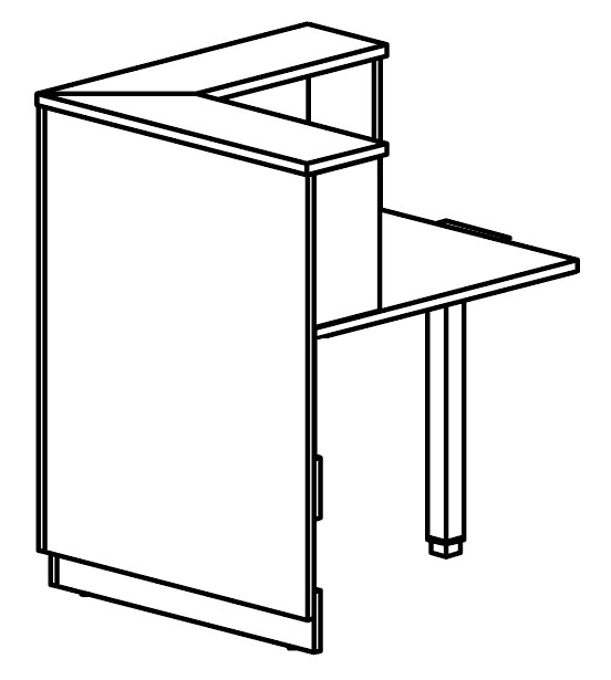 Sch&eacute;ma de la banque d'accueil Neige Cordier Plus, module d'angle gauche