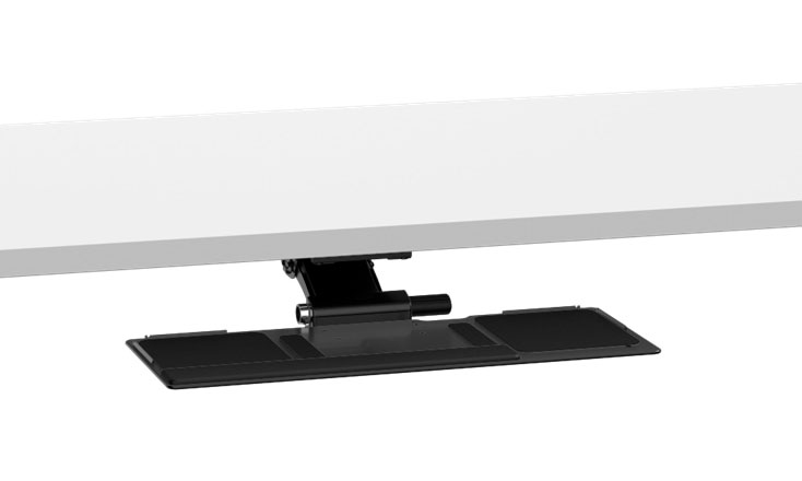 Tablette porte-clavier coulissante Nigelle, grand plateau noir, fixée sous le bureau