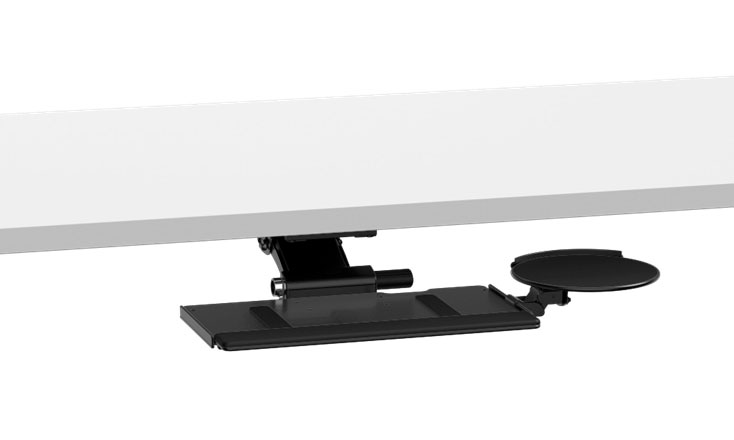 Tablette porte-clavier coulissante Nigelle avec support souris, plateau noir