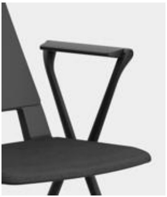 Détail de l'accoudoir noir de la chaise visiteur Norges