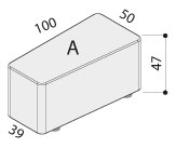 Schéma du pouf One modèle A rectangulaire, cotes : 100 x 39 cm et hauteur 47 cm