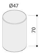 Schéma du tabouret One rond, cotes : Ø47 cm et hauteur 70 cm