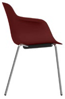 Chaise Ortega Social, coque rouge sur 4 pieds m&eacute;tal