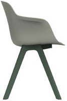 Chaise Ortega Social, coque grise sur 4 pieds polypropyl&egrave;ne vert