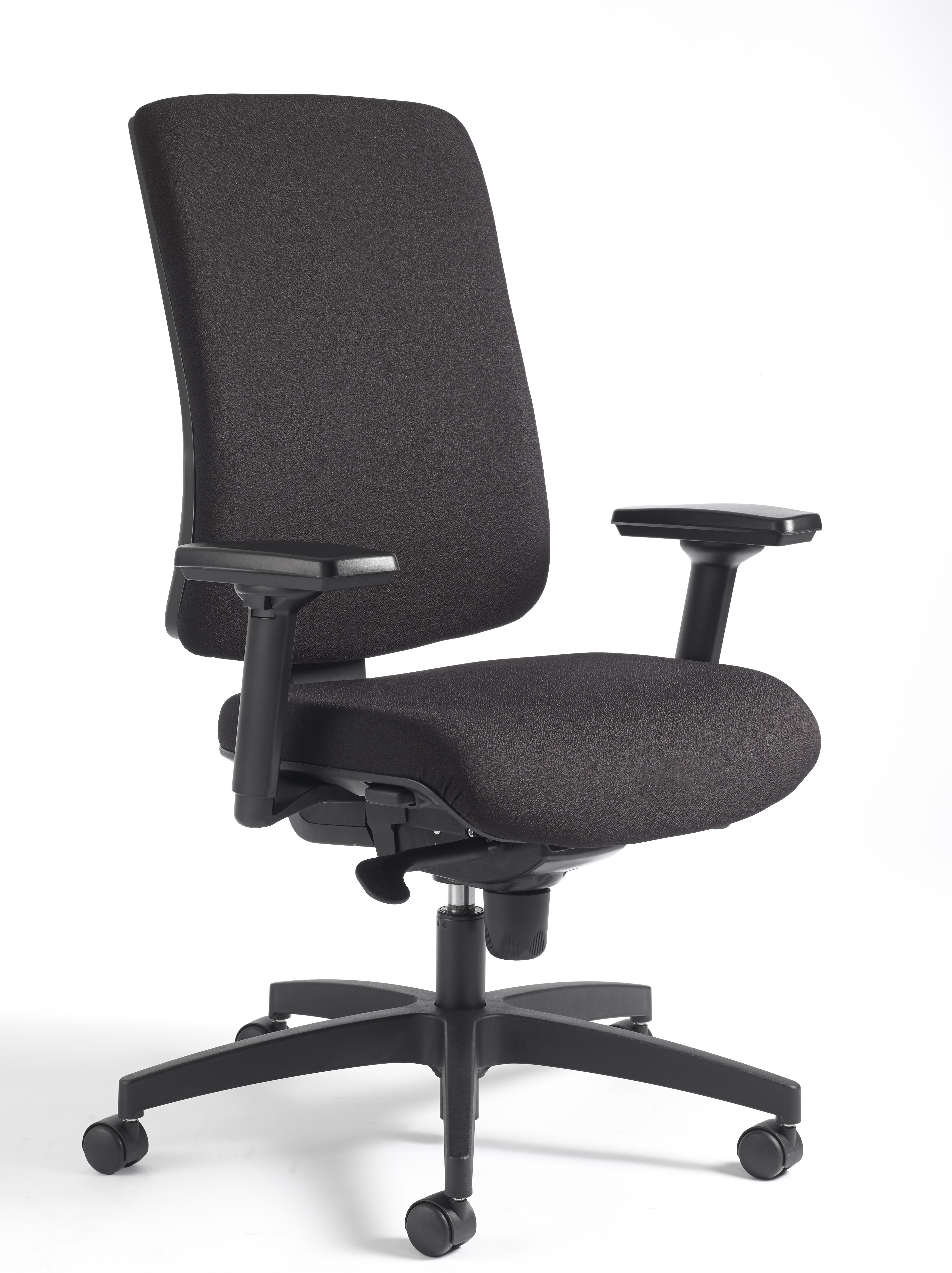 Siège de bureau Patea dossier haut sans appui-tête, tissu noir, piétement noir à roulettes