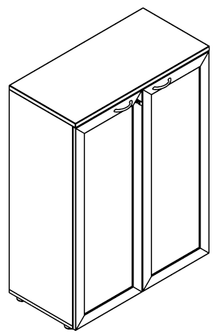 Sch&eacute;ma du meuble bas Pourtet L123 &agrave; 2 portes en verre encadr&eacute; MDF