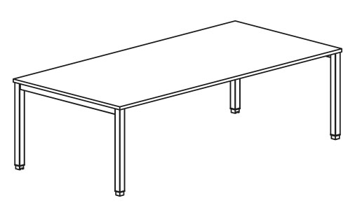 Sch&eacute;ma de la table de r&eacute;union Pradella rectangulaire, pi&eacute;tement m&eacute;tal