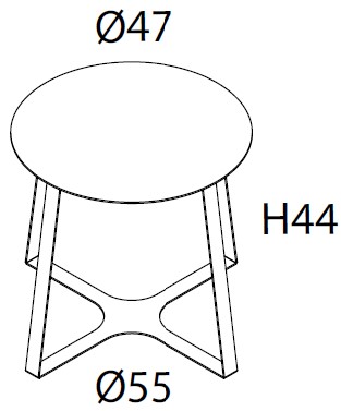 Schéma de la table basse Ramen ronde, cotes : Ø47 cm et hauteur 44 cm