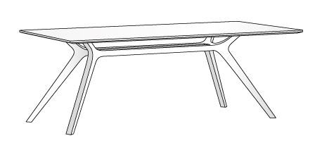 Sch&eacute;ma du bureau Resia &agrave; plateau bois, pi&eacute;tement design fusel&eacute;