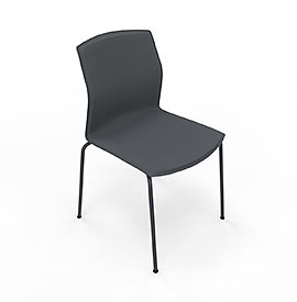 Chaise Riva, coque noire sur 4 pieds m&eacute;tal