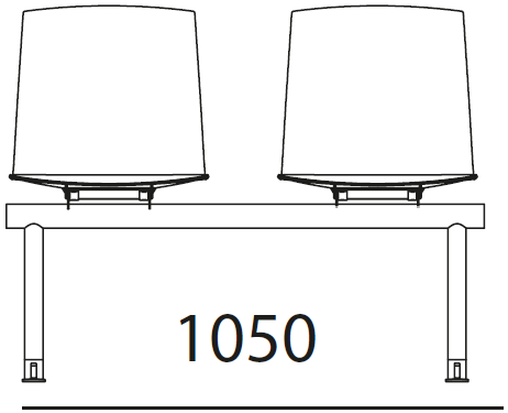 Sch&eacute;ma du banc sur poutre Riva 2 places, longueur 105 cm