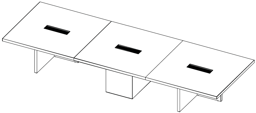Sch&eacute;ma de la table de r&eacute;union Robson L420 &agrave; plateau bois et passe-c&acirc;bles