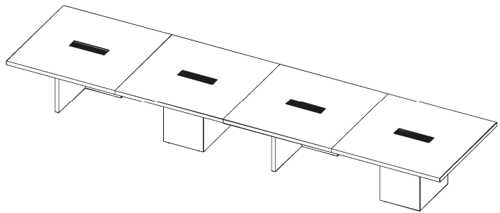Sch&eacute;ma de la table de r&eacute;union Robson L560 &agrave; plateau bois et passe-c&acirc;bles