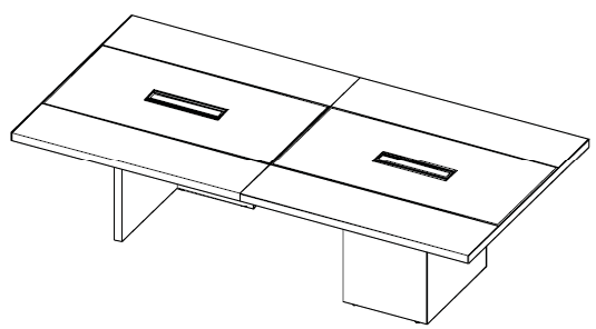 Schéma de la table de réunion Robson L280 à plateau incrusté de cuir