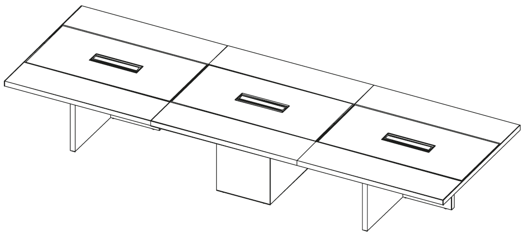 Schéma de la table de réunion Robson L420 à plateau incrusté de cuir