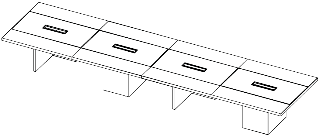 Schéma de la table de réunion Robson L560 à plateau incrusté de cuir