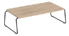 Table basse Romeral Bros L120, plateau bois et piétement luge métal noir