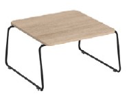 Table basse Romeral Bros L66, plateau bois et piétement luge métal noir