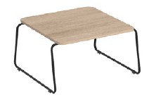 Table basse Romeral Bros L95, plateau bois et piétement luge métal noir