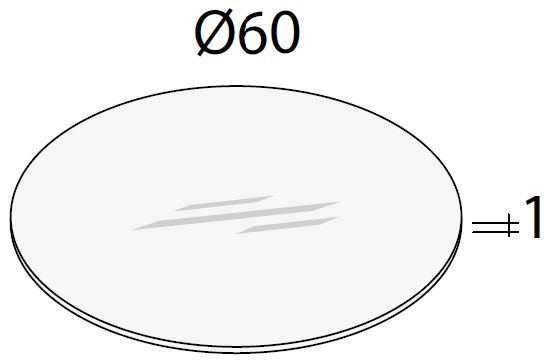 Schéma du plateau Rosa rond en verre, Ø60 cm, épaisseur 1 cm