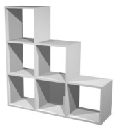 Sch&eacute;ma de la biblioth&egrave;que Salor en escalier &agrave; 6 cases, finition blanche
