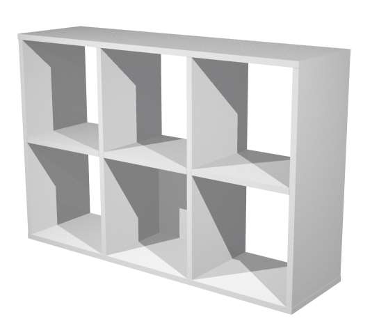 Sch&eacute;ma de la biblioth&egrave;que Salor &agrave; 6 cases, finition blanche
