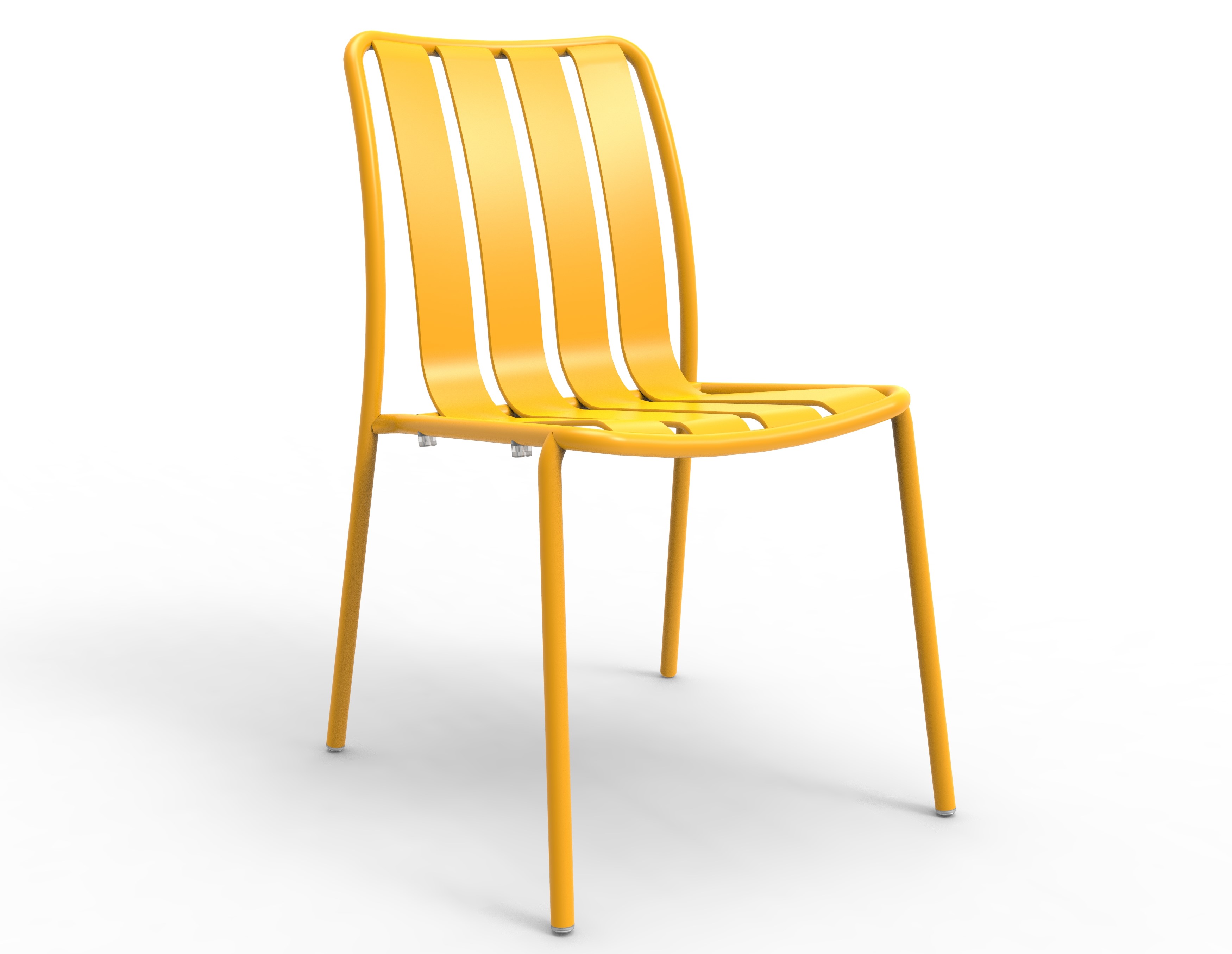 Chaise Saona en métal jaune à lattes, pour l'extérieur