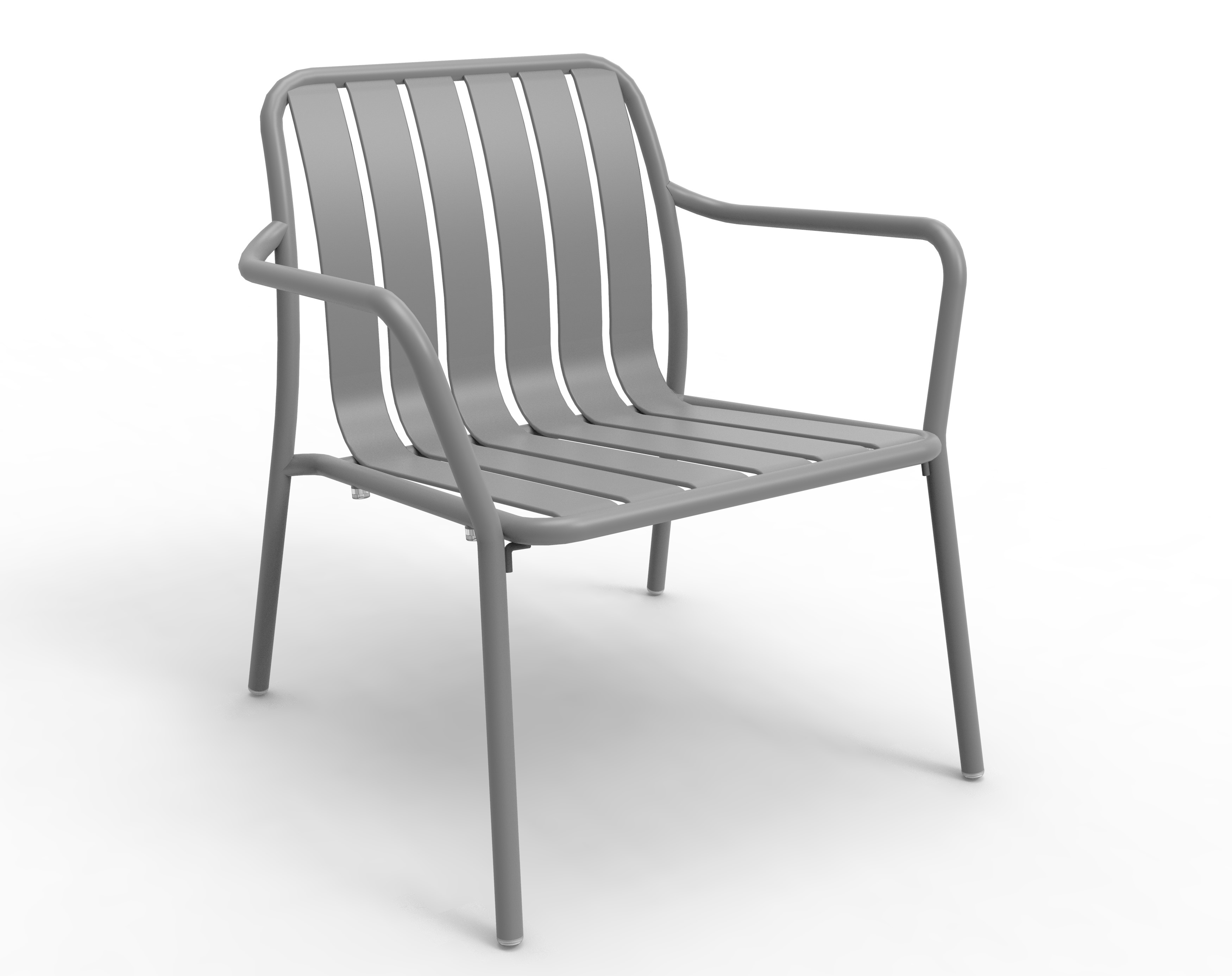 Fauteuil lounge Saona en métal gris à lattes