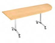Table rabattable Sark &agrave; plateau d'angle droite, pi&eacute;tement en T sur roulettes