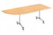 Table rabattable Sark &agrave; plateau d'angle gauche, pi&eacute;tement en T sur roulettes