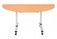Table rabattable Sark &agrave; plateau demi-lune, pi&eacute;tement en T sur roulettes
