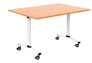 Table rabattable Sark &agrave; plateau rectangulaire, pi&eacute;tement en T sur roulettes