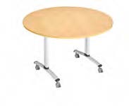 Table rabattable Sark &agrave; plateau rond, pi&eacute;tement en T sur roulettes