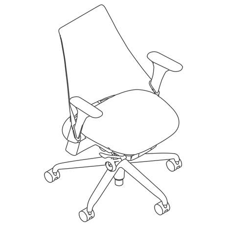Sch&eacute;ma du fauteuil ergonomique Sayl pivotant avec accoudoirs