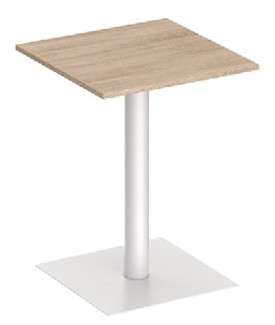 Table haute Saola carrée 80 cm, mange-debout, piétement central à base carrée