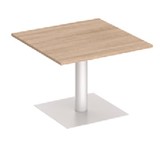Table Saola carrée 100 x 100 cm, plateau bois et piétement central à base carrée