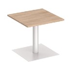 Table Saola carrée 80 x 80 cm, plateau bois et piétement central à base carrée