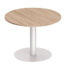 Table Saola ronde Ø100 cm, plateau bois et piétement central à base ronde