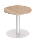 Table Saola ronde Ø80 cm, plateau bois et piétement central à base ronde
