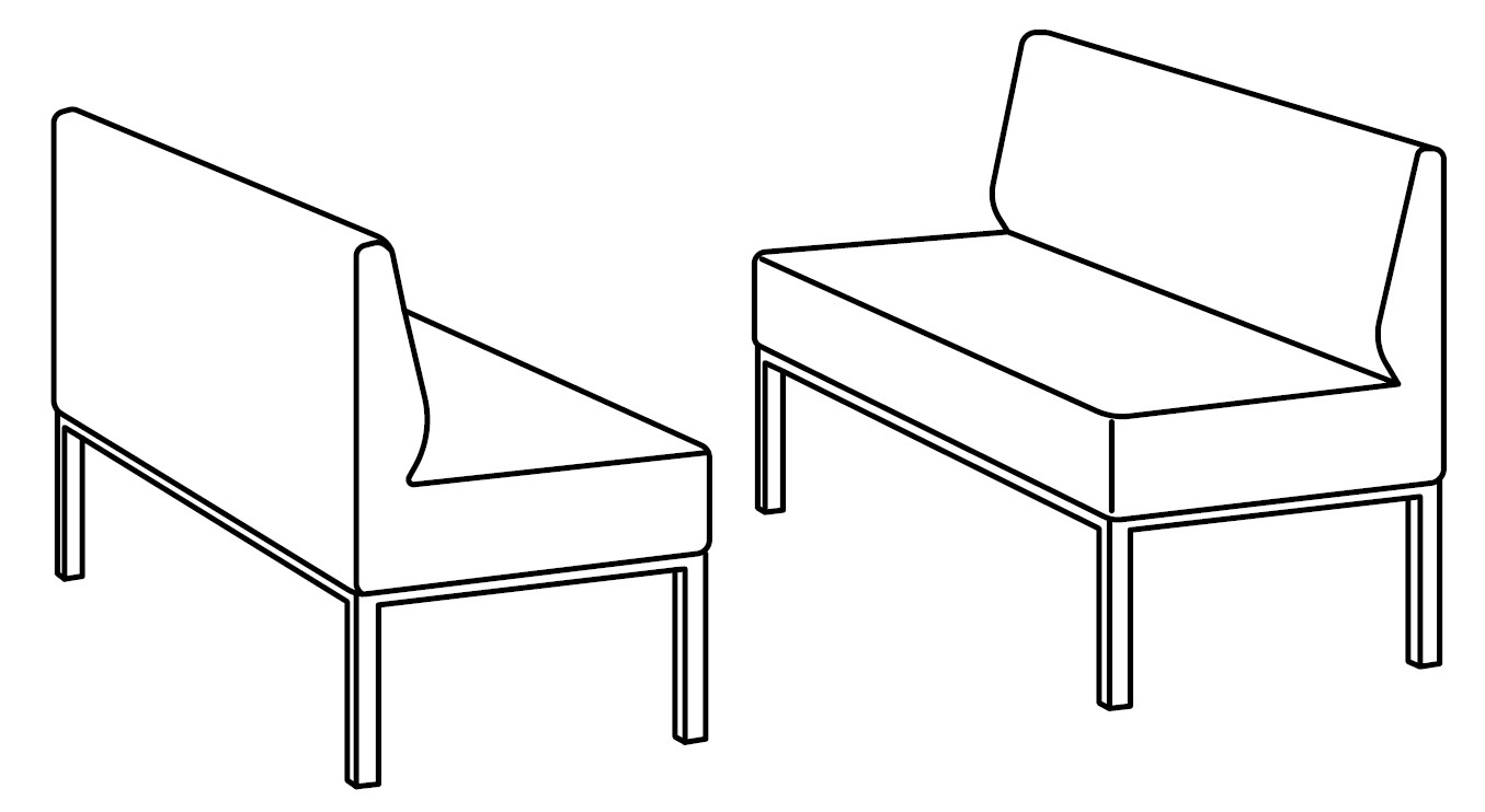 Sch&eacute;ma des canap&eacute;s modulaires Tablium, deux modules d'angle