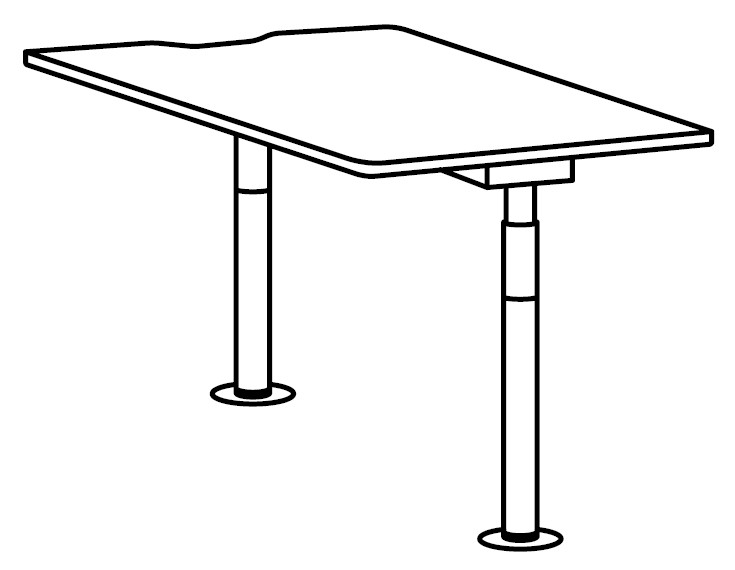 Sch&eacute;ma de la table r&eacute;glable en hauteur Tablium, pieds t&eacute;lescopiques
