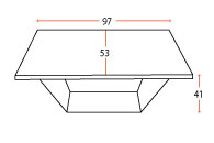 Sch&eacute;ma de la table basse Tazenat rectangulaire, cotes : 97 x 53 cm et hauteur 41 cm