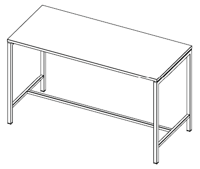 Schéma de la table haute Tibesti mange-debout rectangulaire, structure cadre métal