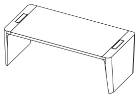 Sch&eacute;ma de la table Toblino avec passe-c&acirc;bles, pi&eacute;tement panneau