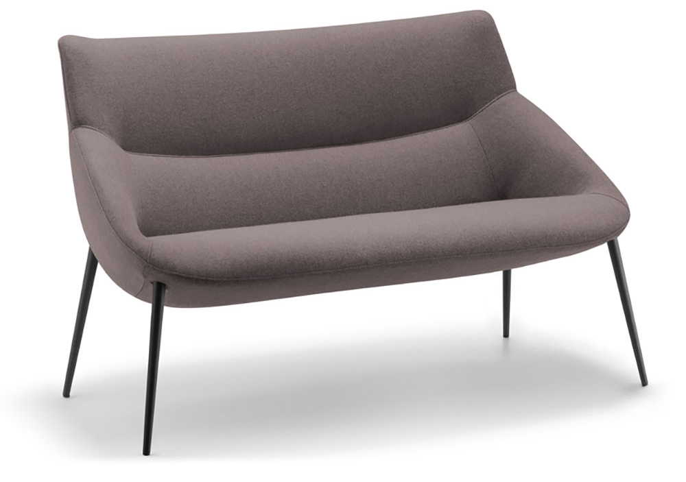 Banquette 2 places Tomo taupe, pieds métal noir