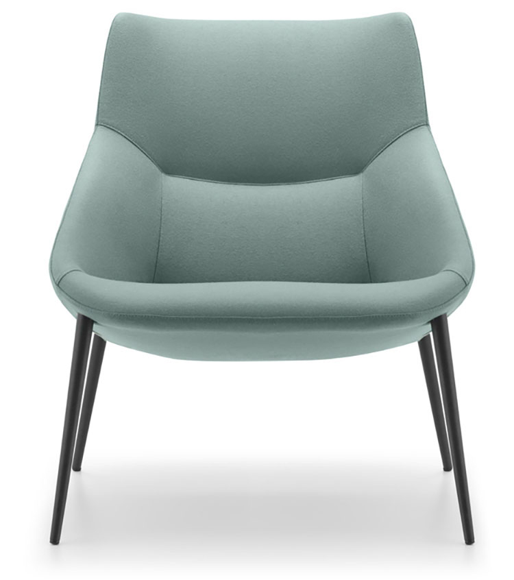 Fauteuil Tomo dossier bas bleu gris, pieds m&eacute;tal noir